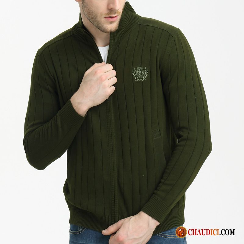 Pull Col V Homme Pas Cher Pensée Baggy L'automne Cardigan Tricots En Maille Coton Bio