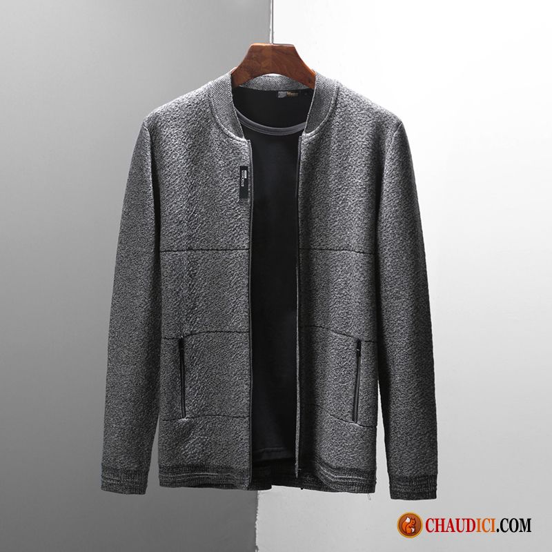 Pull Homme Zippé Noir Slim Manteau Pull Cardigan Légère Pas Cher