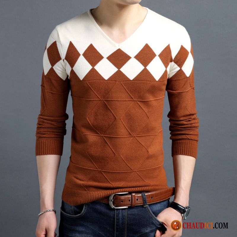 Pull Laine Capuche Homme Bordeaux Décontractée Tendance Pull Légère Printemps