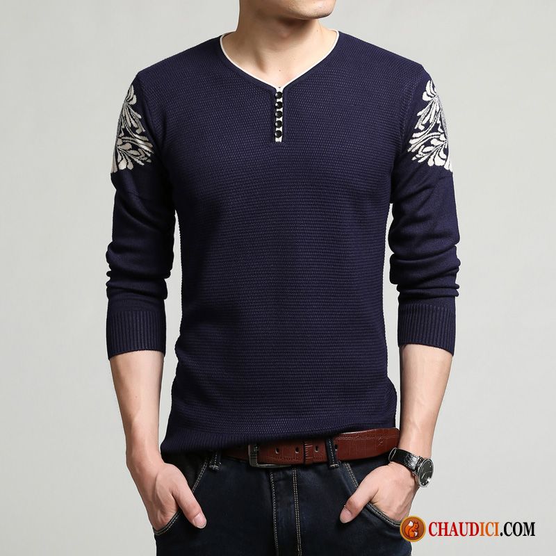 Pull Long Homme Floral Jeunesse Pull Tendance Slim