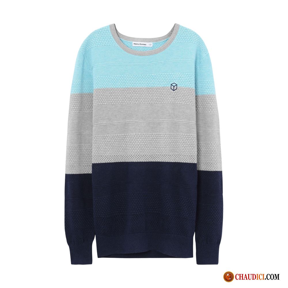 Pull Pour Homme Pas Cher Étudiant Tendance Pullovers Col Rond Engrener