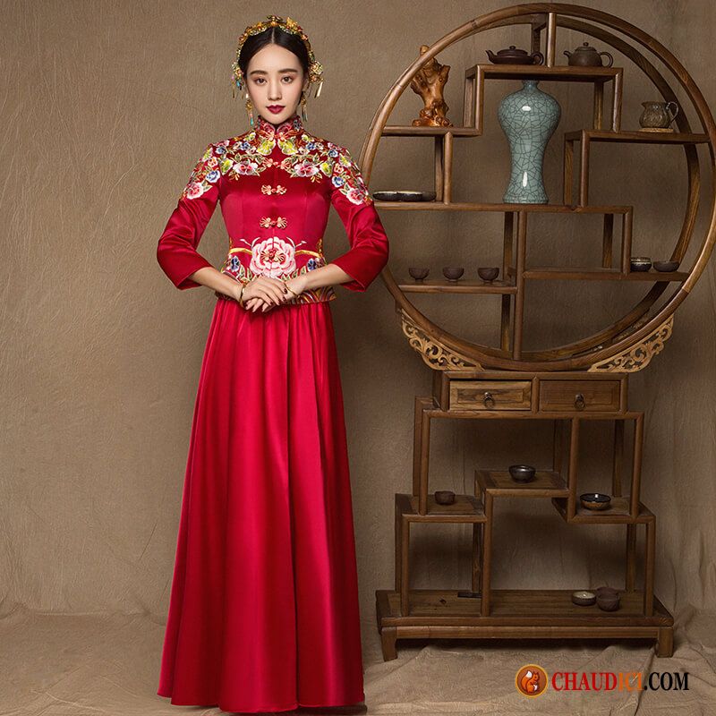 Robe Blanche Coton Femme Robe Dragon Robe De Mariée Jeune Mariée Cheongsam
