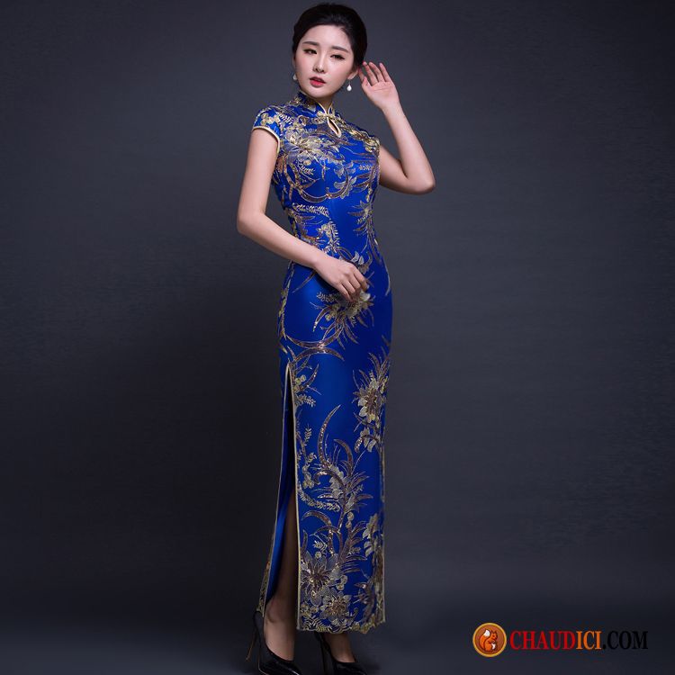 Robe Bustier Soirée Dentelle Étape Rétro Diviser La Fourchette Cheongsam