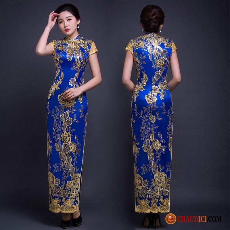 Robe Fluide D Été Étape Cheongsam Diviser La Fourchette Réunion Annuelle Montrer