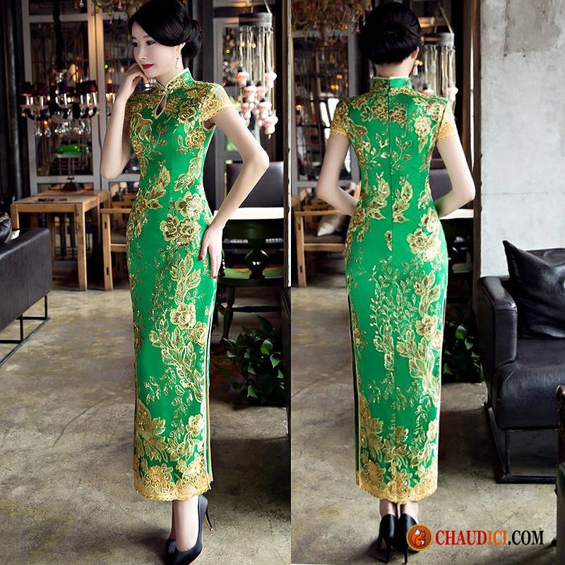 Robe Fluide D Été Étape Cheongsam Diviser La Fourchette Réunion Annuelle Montrer