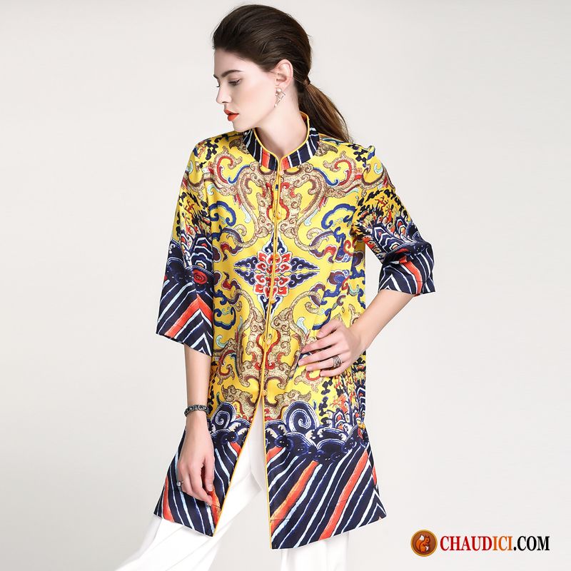 Robe Longue Pas Cher Ete Cheongsam Impression Baggy Style Chinois Robe