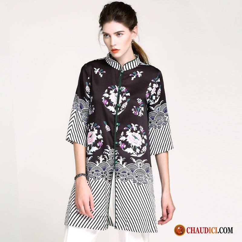 Robe Longue Pas Cher Ete Cheongsam Impression Baggy Style Chinois Robe