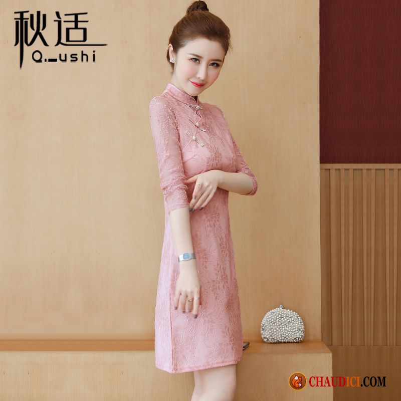 Robe Longue Pour Tous Les Jours Printemps Style Chinois L'automne Femme Noir Pas Cher