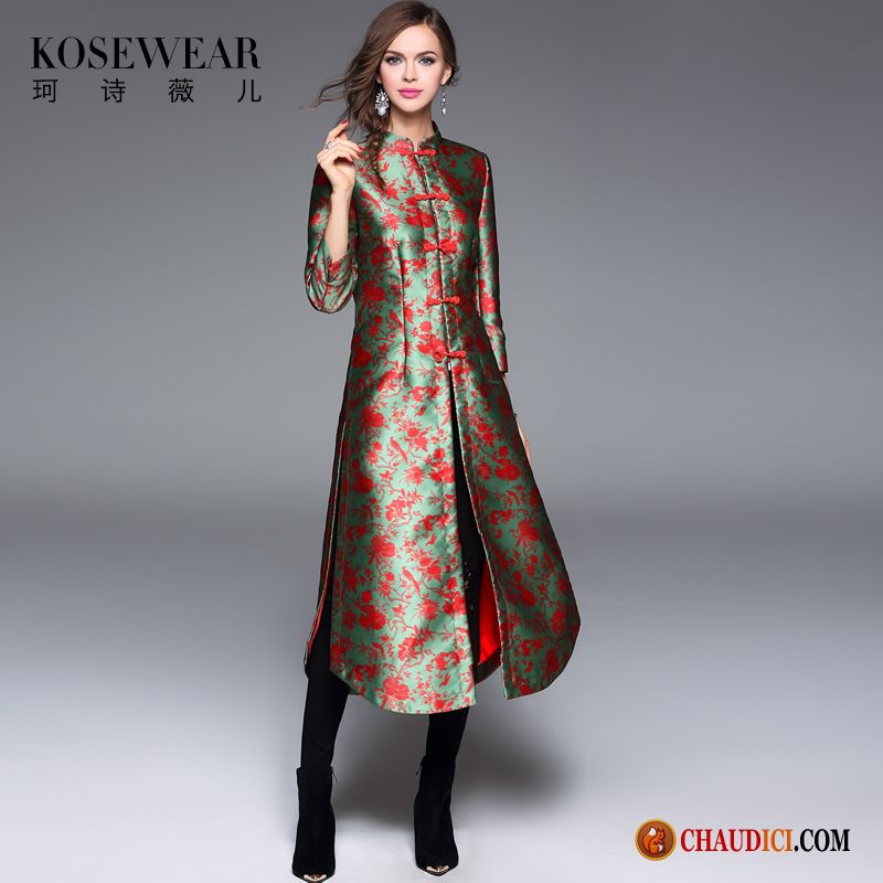 Robe Tee Shirt Noire Style Chinois Cheongsam Manteau Jours Rétro