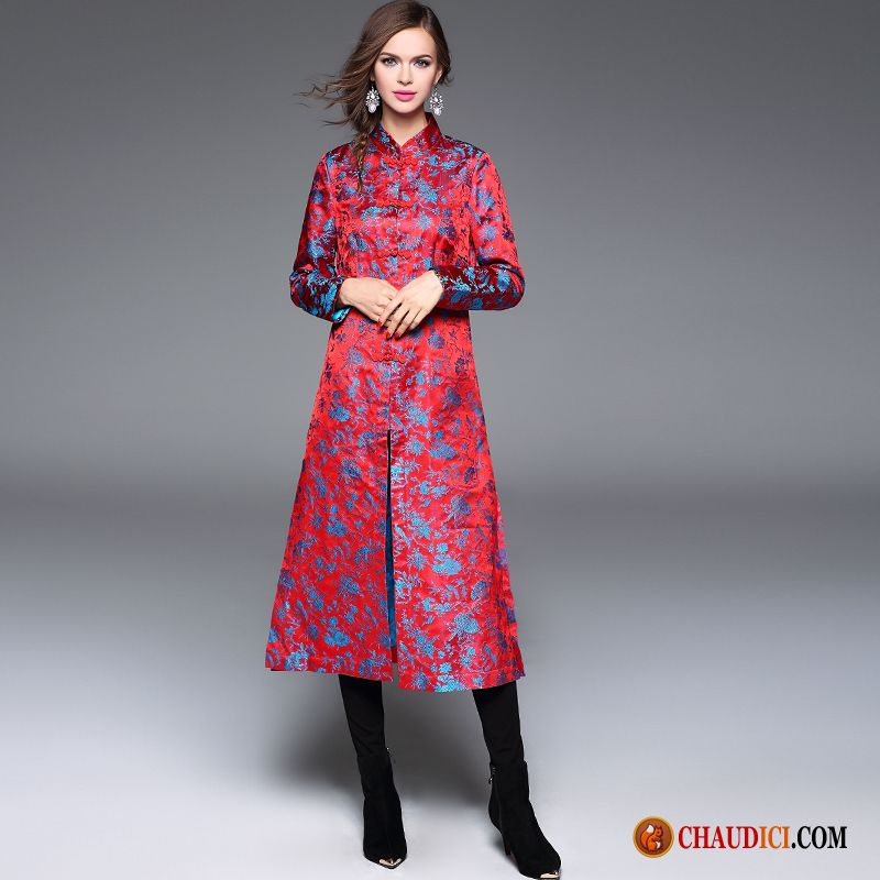 Robe Tee Shirt Noire Style Chinois Cheongsam Manteau Jours Rétro