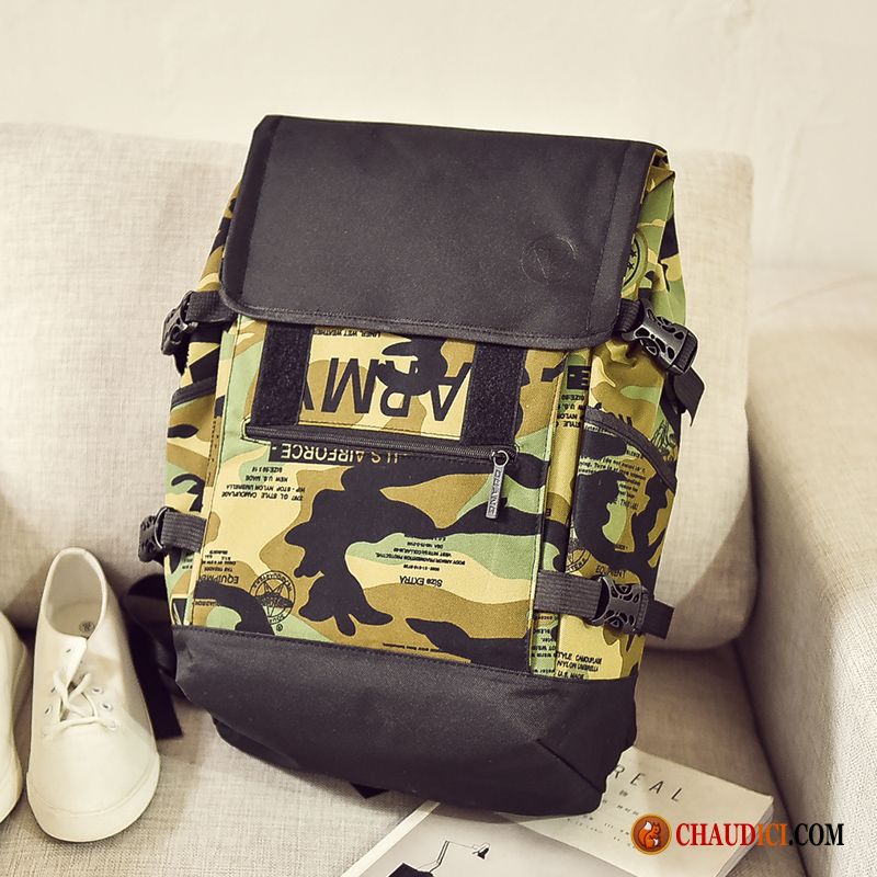 Sac A Dos Homme Ville Voyage Noir Tendance Étudiant Camouflage