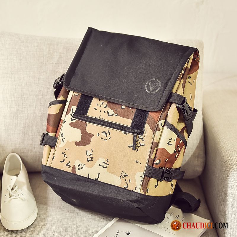 Sac A Dos Homme Ville Voyage Noir Tendance Étudiant Camouflage