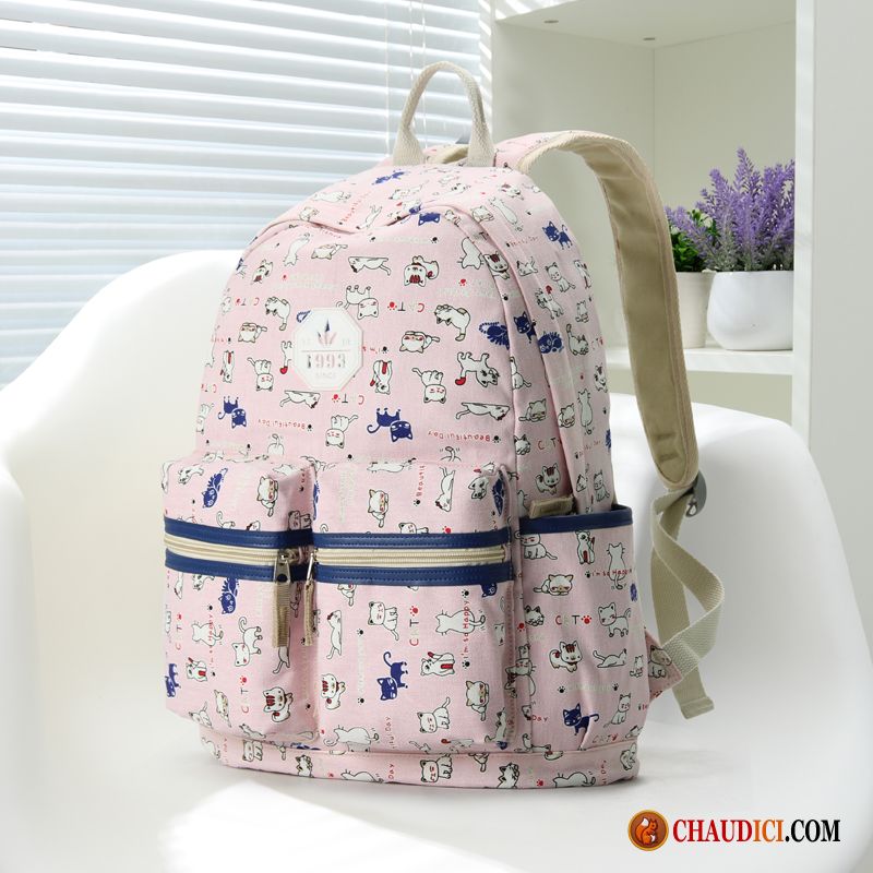 Sac A Dos Pour Le College Cartable Toile Femme Étudiant Tendance