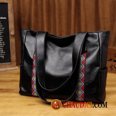 Sac A Main Cuir Femme Tote Tendance Loisir Noir Mode