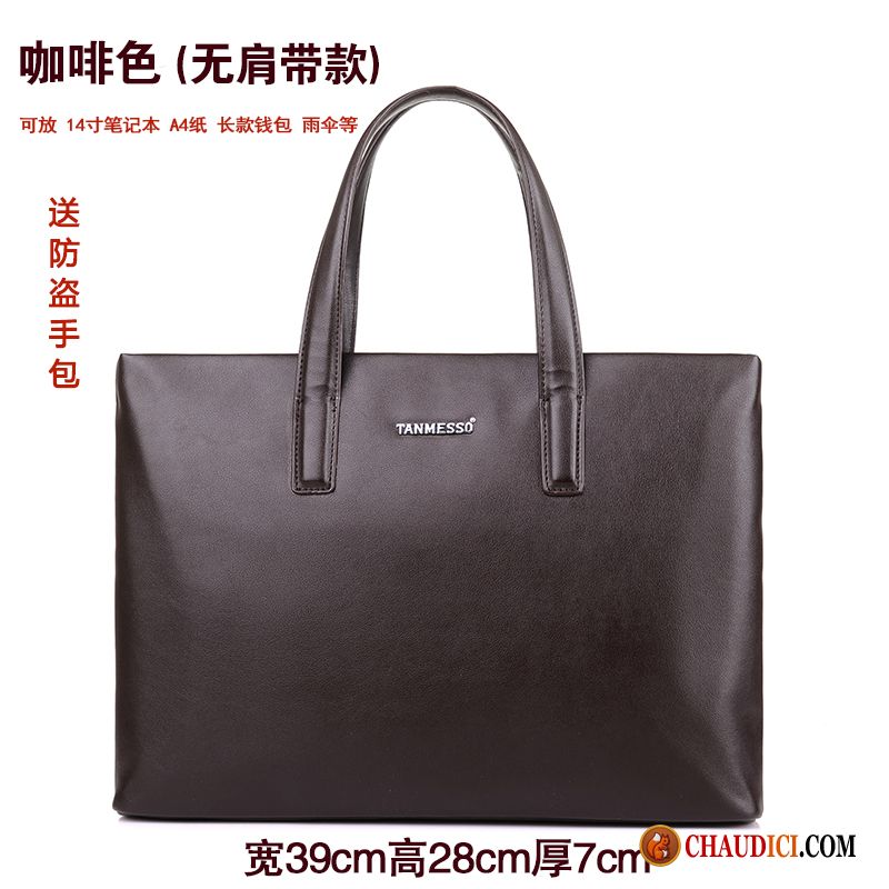 Sac A Main Cuir Marron Homme Pensée Simple Loisir Peau Douce Hommes Cuir France