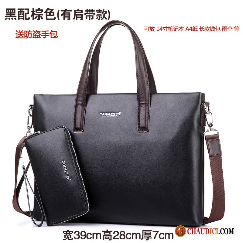 Sac A Main Cuir Marron Homme Pensée Simple Loisir Peau Douce Hommes Cuir France