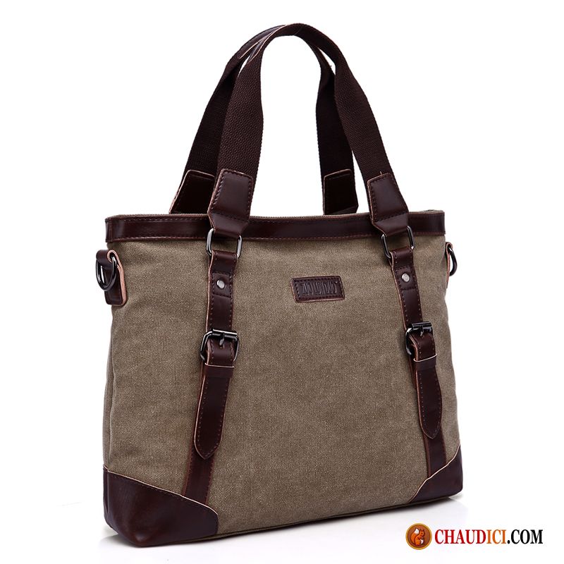 Sac A Main Noir Et Marron Rétro Noir Portable Sac De Messager Homme Soldes