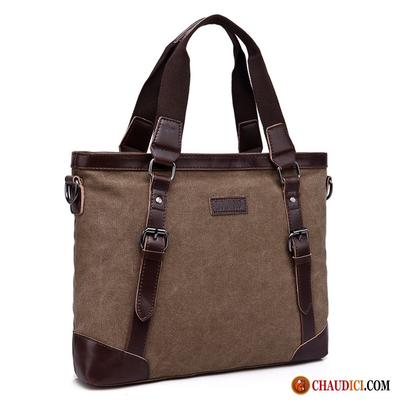 Sac A Main Noir Et Marron Rétro Noir Portable Sac De Messager Homme Soldes