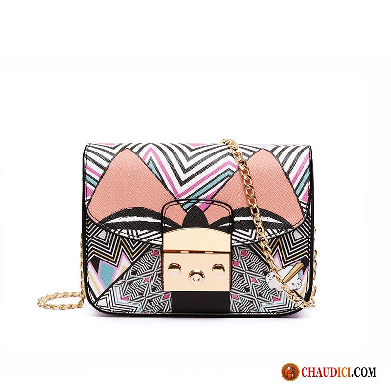 Sac Bandoulière Femme Cuir Avec Boucle Graffiti Tendance Mini Petit Pas Cher