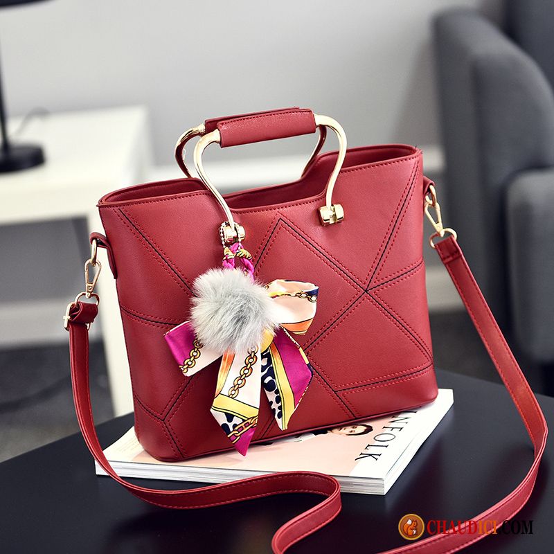 Sac Bandoulière Femme En Toile Rouge Printemps Tendance Simple Le Nouveau Petit En Vente