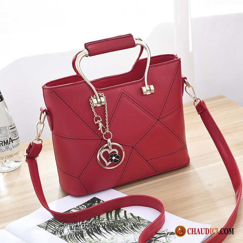 Sac Bandoulière Femme En Toile Rouge Printemps Tendance Simple Le Nouveau Petit En Vente