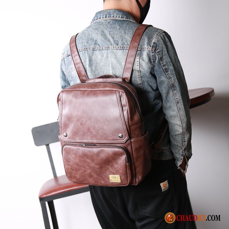 Sac De Collège Pour Homme Tendance Pu Loisir Sac À Dos Simple Pas Cher