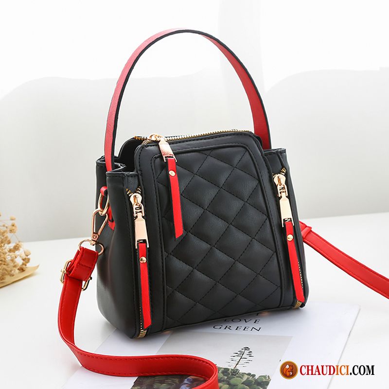 Sac En Bandoulière Noir Rhombe Couleur Du Sort Femme Portable Petit