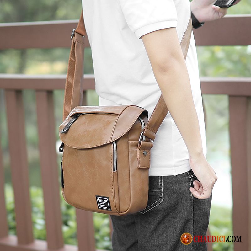 Sac Homme En Bandoulière Beige Tendance Loisir Hommes Noir Petit