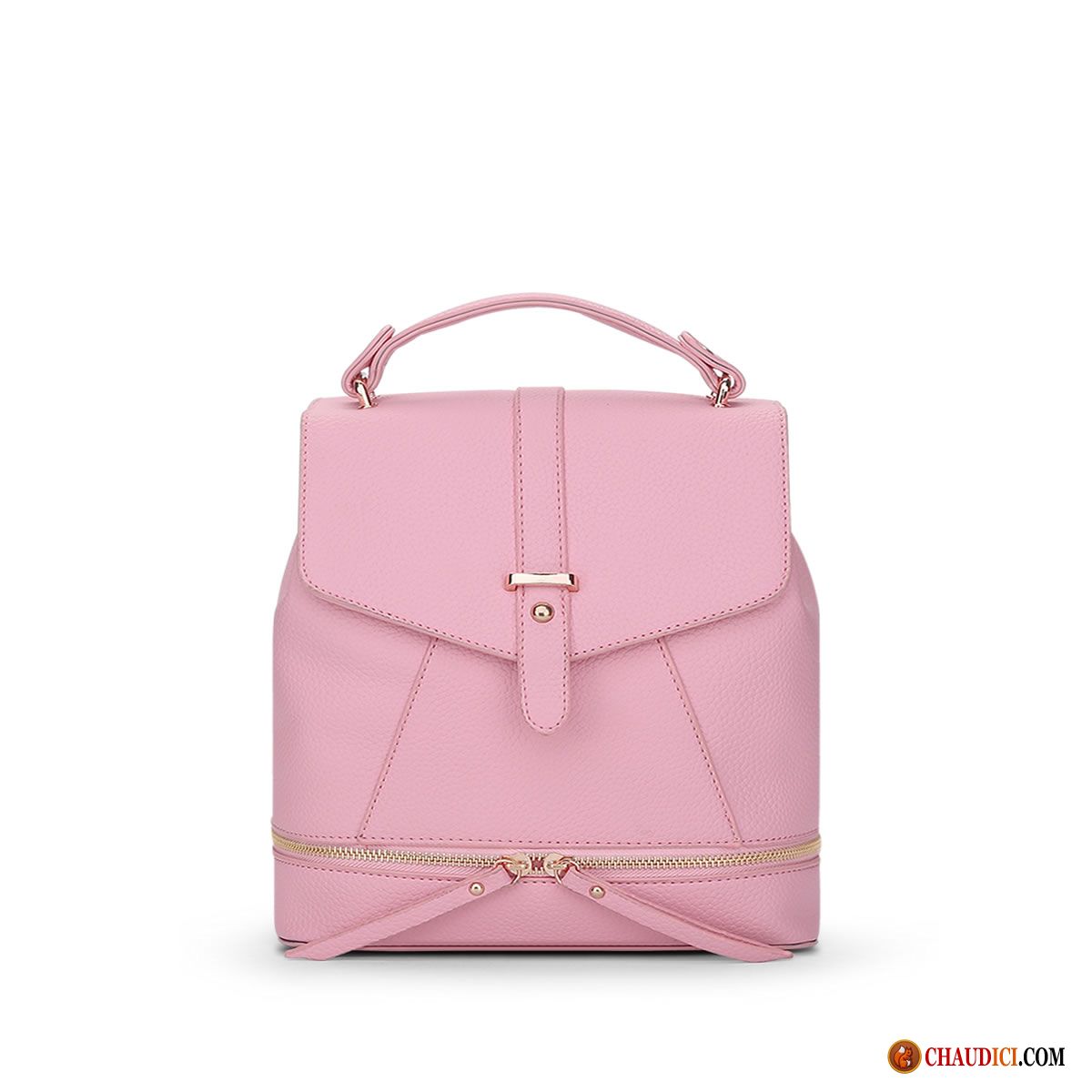 Sac À Bandoulière Cuir Femme Rose Pu Simple Sauvage Loisir Sac À Dos