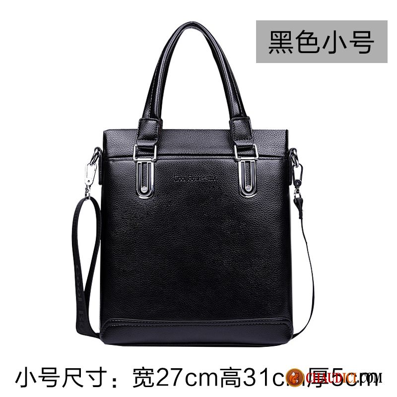 Sac À Bandoulière Cuir Noir Homme Azur Homme Sac De Messager Sac À Main Section Verticale Cuir Pas Cher