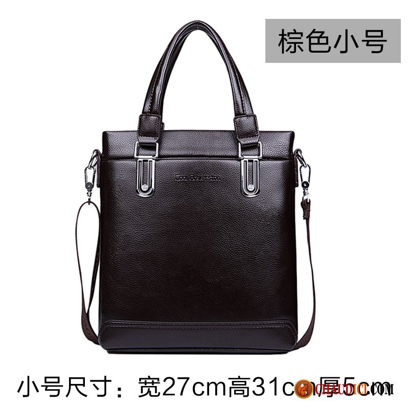 Sac À Bandoulière Cuir Noir Homme Azur Homme Sac De Messager Sac À Main Section Verticale Cuir Pas Cher