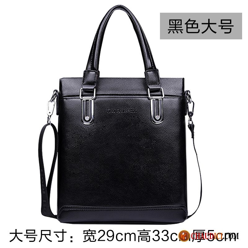 Sac À Bandoulière Cuir Noir Homme Azur Homme Sac De Messager Sac À Main Section Verticale Cuir Pas Cher