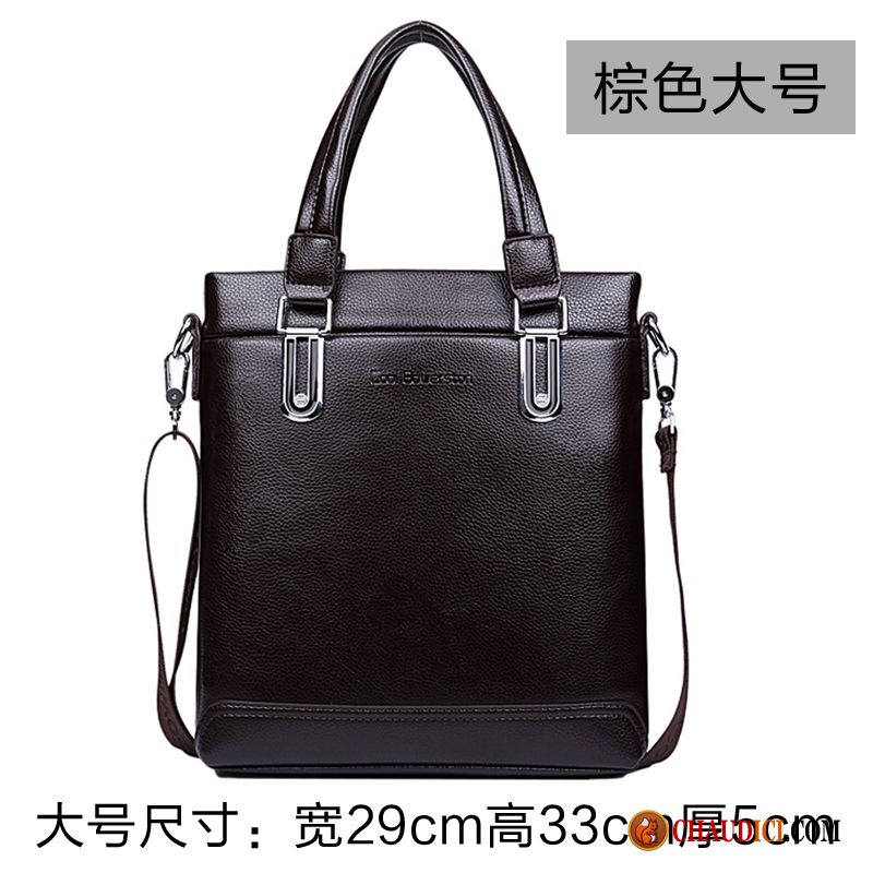 Sac À Bandoulière Cuir Noir Homme Azur Homme Sac De Messager Sac À Main Section Verticale Cuir Pas Cher