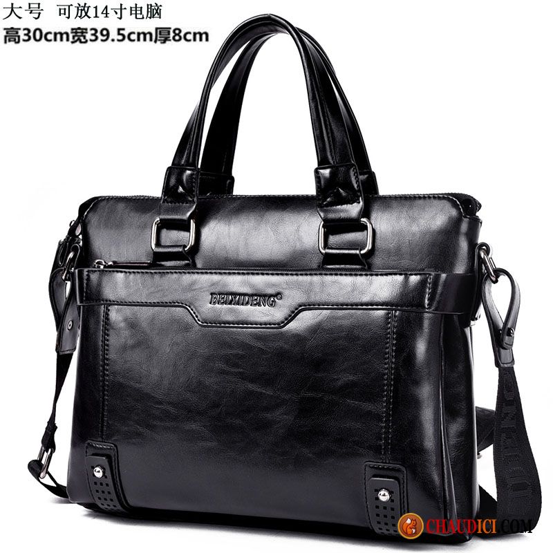 Sac À Bandoulière Cuir Noir Hommes Cuir Sac À Main Loisir Sac De Messager