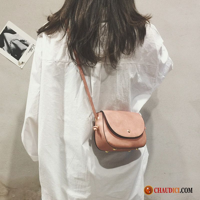 Sac À Bandoulière En Toile Mini Rétro Femme Rose Sauvage Pas Cher