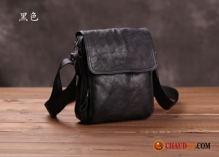 Sac À Bandoulière Fantaisie Mini Section Verticale Cuir Véritable Homme Été