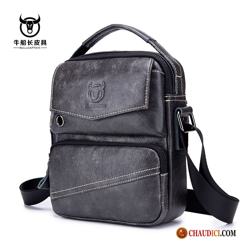 Sac À Bandoulière Homme De Marque Ivoire Loisir Portable Section Verticale Couche De Tête Cuir Véritable