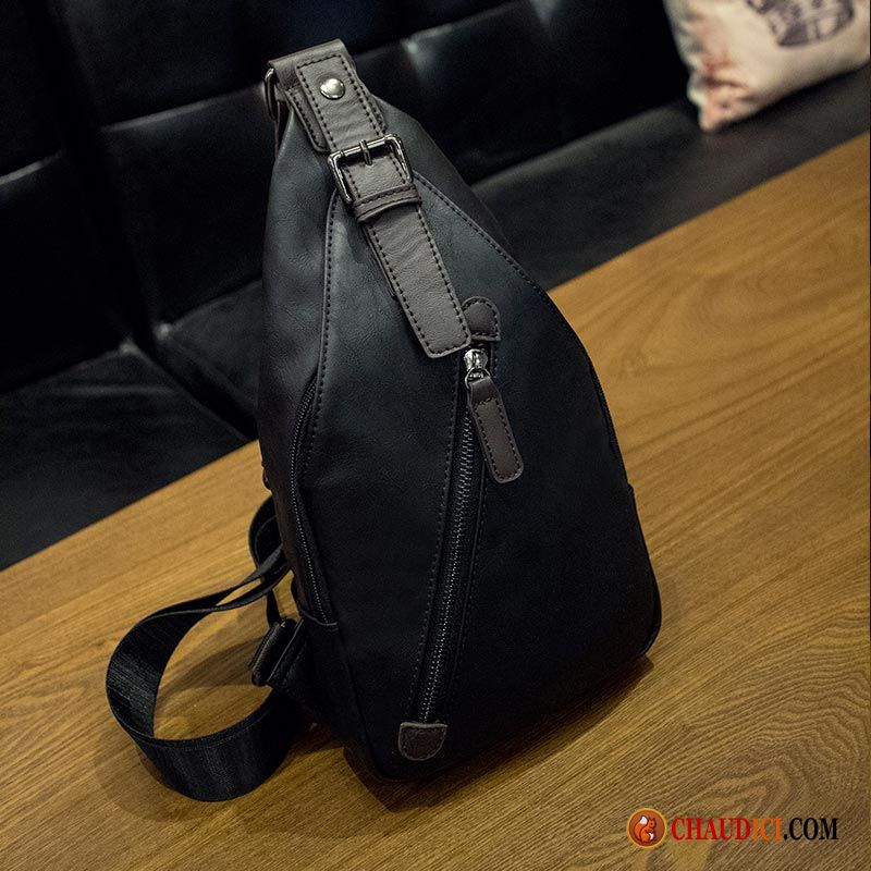 Sac À Bandoulière Noir Petit Sac De Messager Homme Hommes Loisir Pas Cher