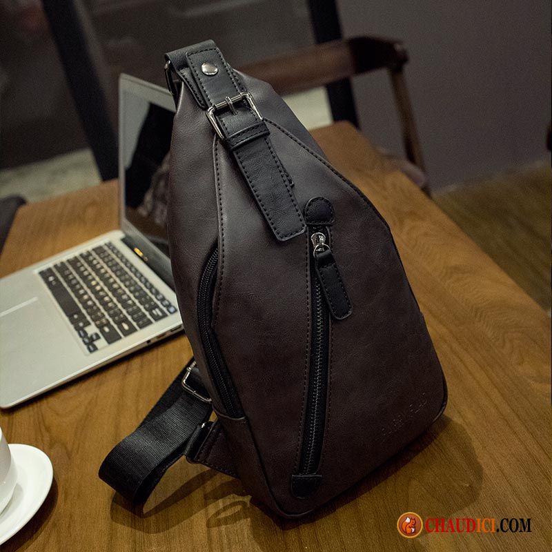 Sac À Bandoulière Noir Petit Sac De Messager Homme Hommes Loisir Pas Cher