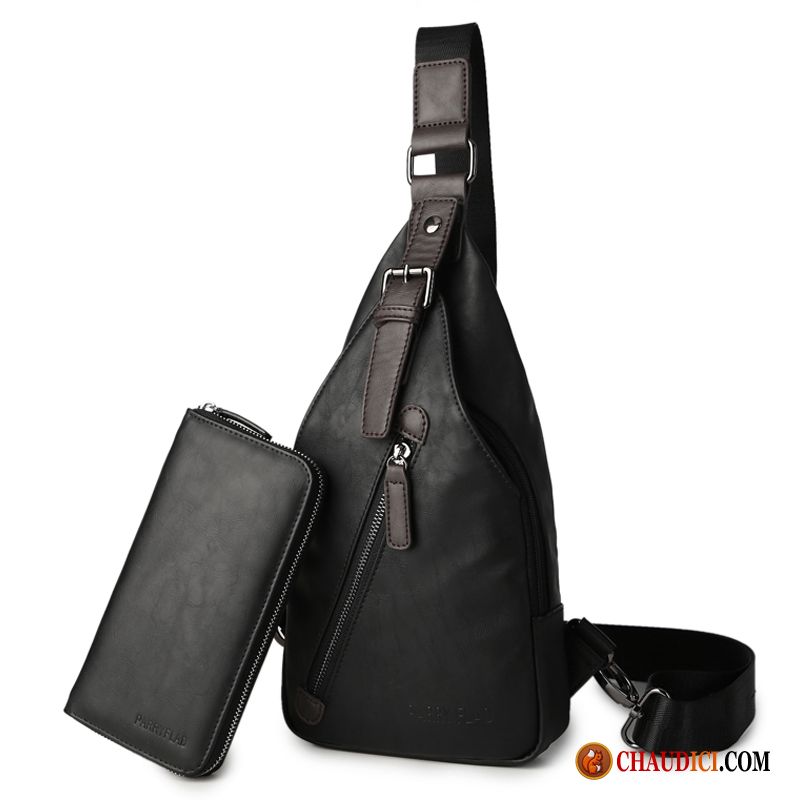 Sac À Bandoulière Noir Petit Sac De Messager Homme Hommes Loisir Pas Cher