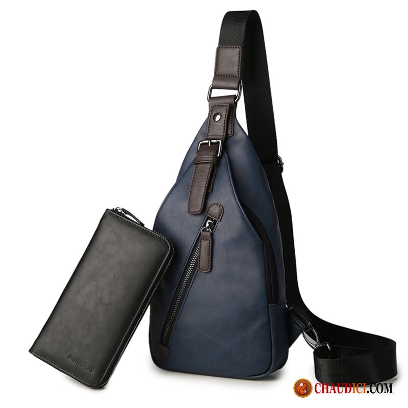 Sac À Bandoulière Noir Petit Sac De Messager Homme Hommes Loisir Pas Cher