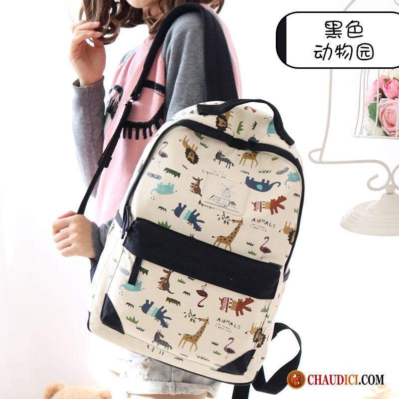 Sac À Dos Urbain Femme Tendance Loisir Mode D'université Toile Étudiant