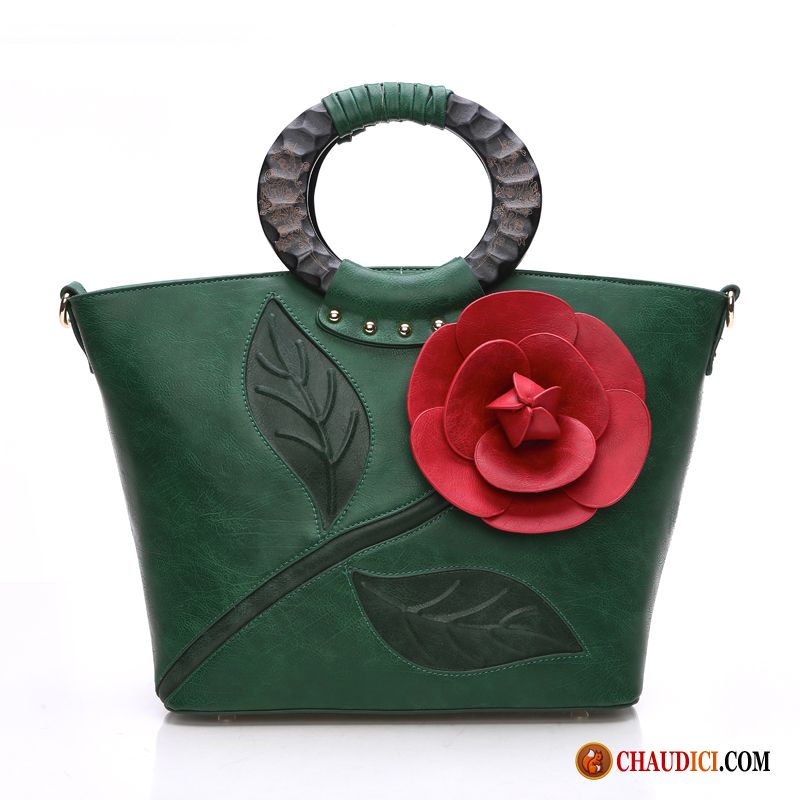 Sac À Main Marron Cuir Noir Fleurs Couleur Du Coup Le Nouveau Grand Paquet