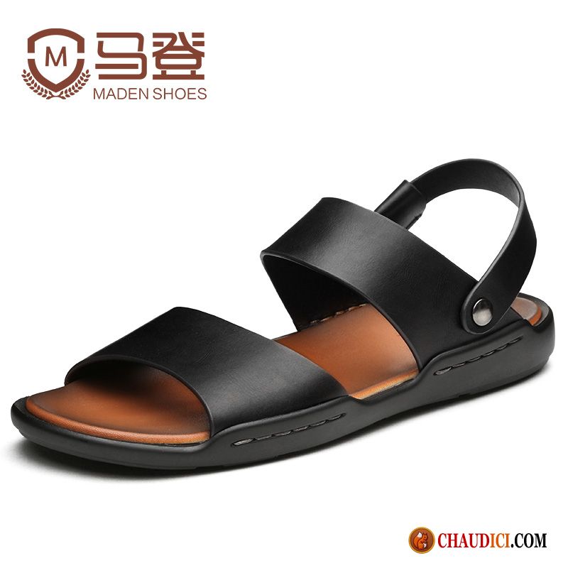 Sandales Compensés Homme Été Décontractée Sandales Cuir Véritable Tendance