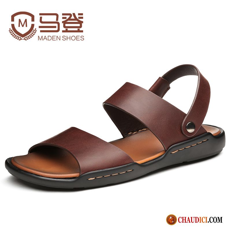 Sandales Compensés Homme Été Décontractée Sandales Cuir Véritable Tendance