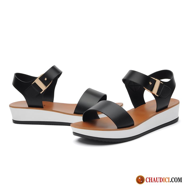 Sandales Cuir Femme Rome Été Étudiant Femme Sandales Soldes