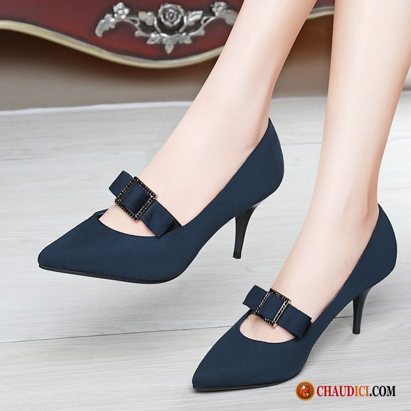 Sandales Femme Bleu Pas Cher Sarcelle Été Derbies Talons Minces Tous Les Assortis Escarpins