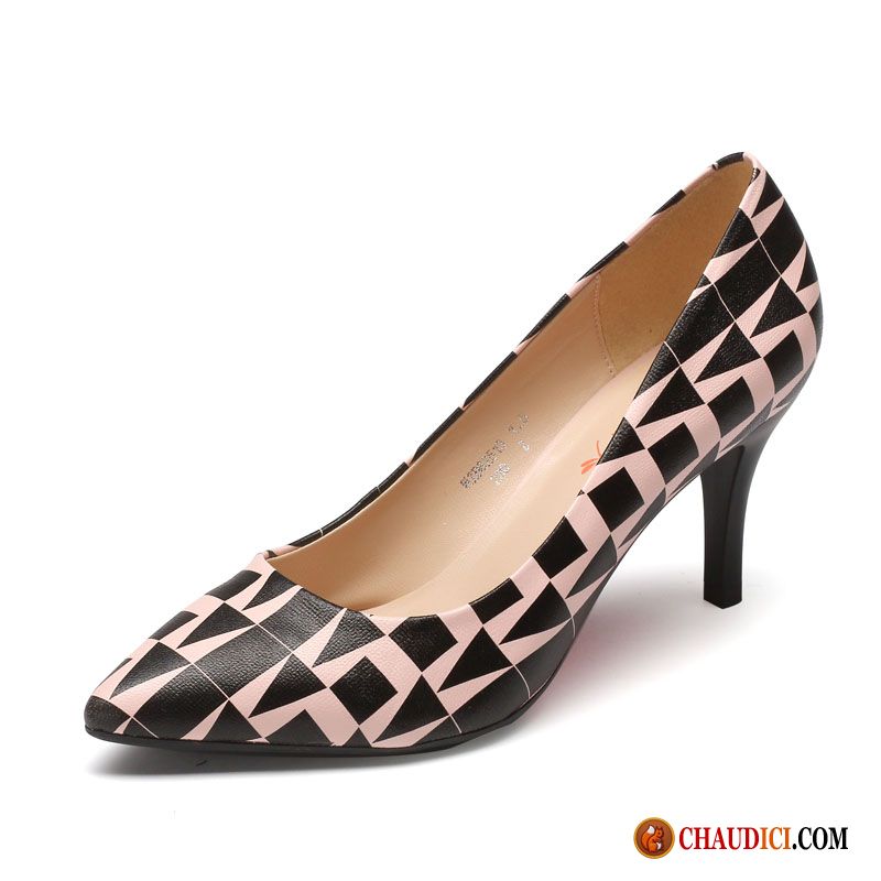 Sandales Femmes Noires Tendance Cuir Véritable Talons Minces Rouge Derbies