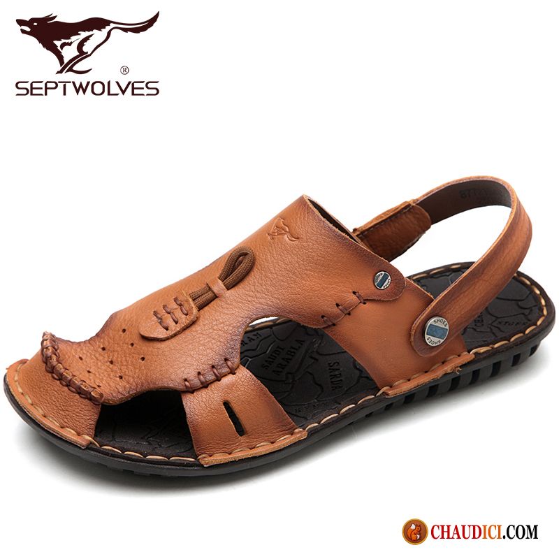 Sandales Homme Argenté Printemps Homme Été Loup Plage