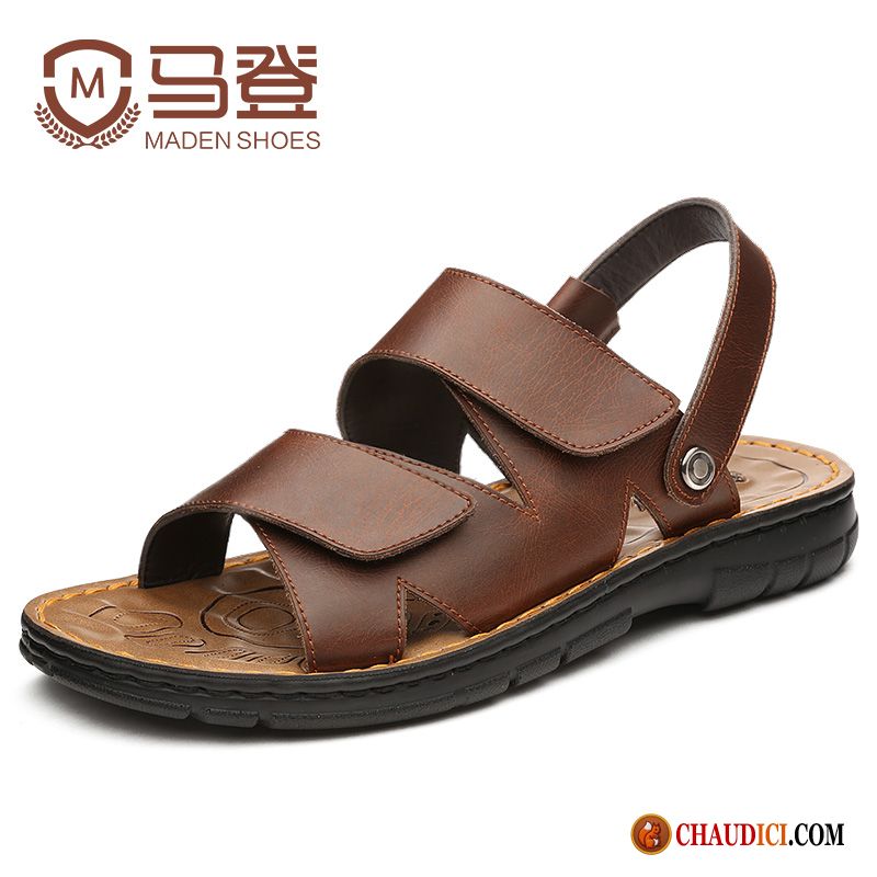 Sandales Homme Fashion Plage Décontractée Homme En Cuir Été Soldes